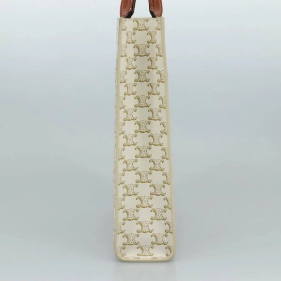 CELINE Triomphe Small Vertical Cabas Tote Bag PVC Leather 2way White - Picture 6 of 16